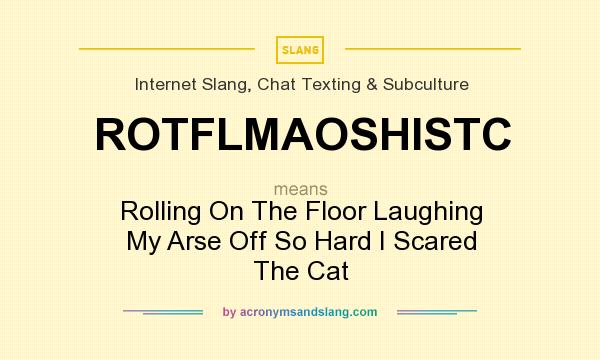 What does ROTFLMAOSHISTC mean? It stands for Rolling On The Floor Laughing My Arse Off So Hard I Scared The Cat