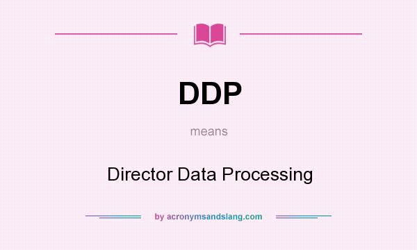 What does DDP mean? It stands for Director Data Processing