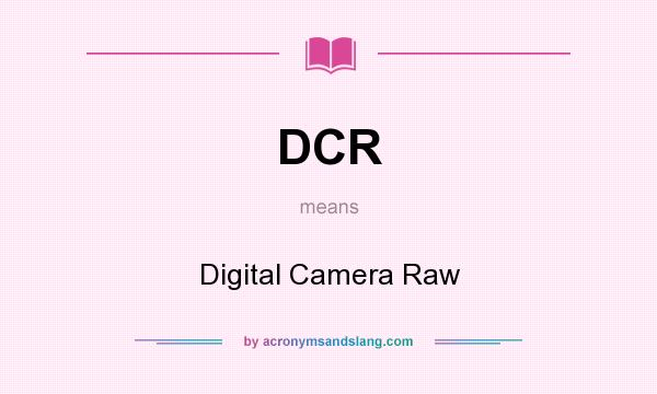 What does DCR mean? It stands for Digital Camera Raw