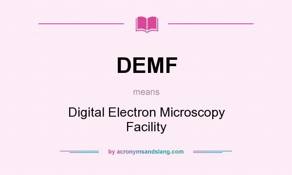 What does DEMF mean? It stands for Digital Electron Microscopy Facility
