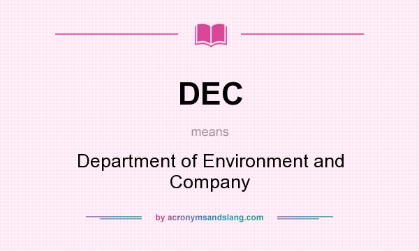 What does DEC mean? It stands for Department of Environment and Company