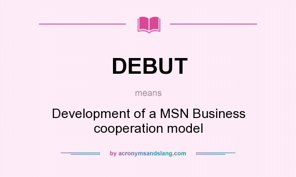 What does DEBUT mean? It stands for Development of a MSN Business cooperation model