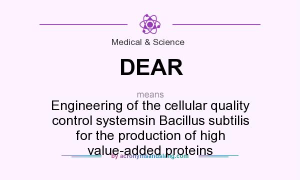 What does DEAR mean? It stands for Engineering of the cellular quality control systemsin Bacillus subtilis for the production of high value-added proteins