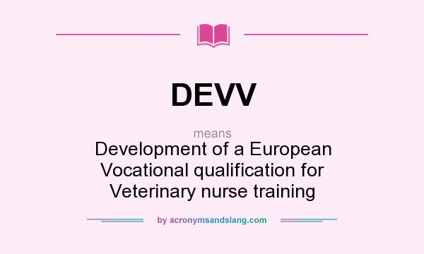 What does DEVV mean? It stands for Development of a European Vocational qualification for Veterinary nurse training