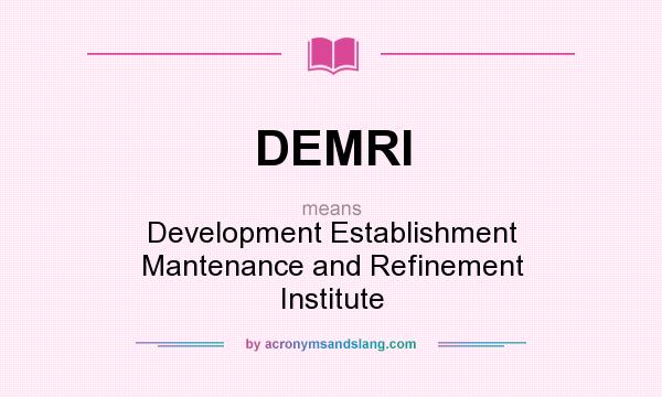 What does DEMRI mean? It stands for Development Establishment Mantenance and Refinement Institute