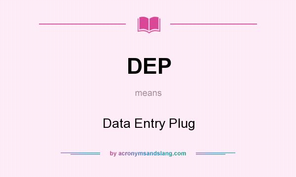 What does DEP mean? It stands for Data Entry Plug
