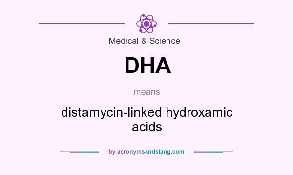 What does DHA mean? It stands for distamycin-linked hydroxamic acids