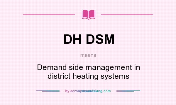 What does DH DSM mean? It stands for Demand side management in district heating systems