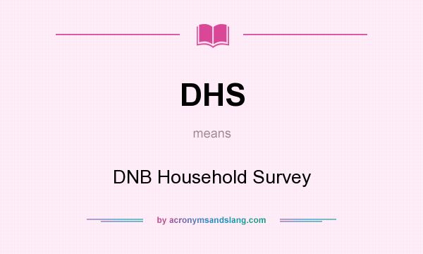 What does DHS mean? It stands for DNB Household Survey