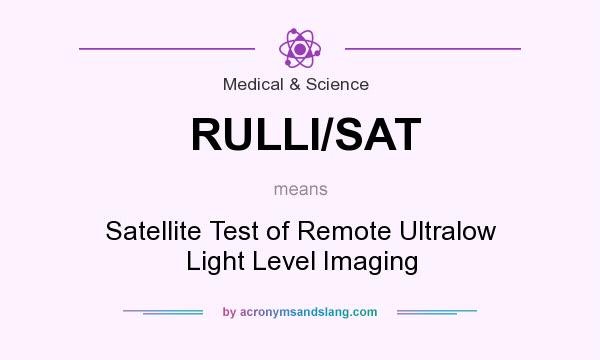 What does RULLI/SAT mean? It stands for Satellite Test of Remote Ultralow Light Level Imaging