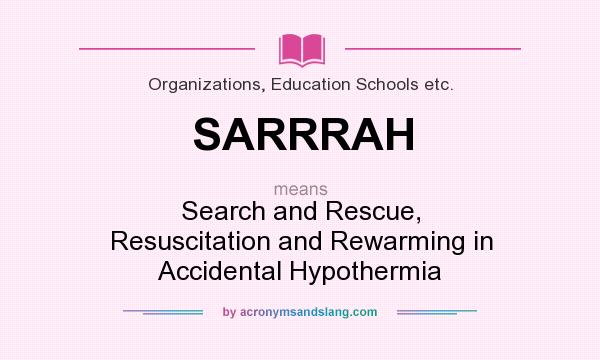 What does SARRRAH mean? It stands for Search and Rescue, Resuscitation and Rewarming in Accidental Hypothermia