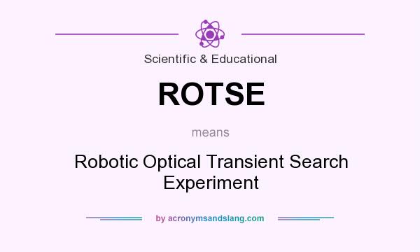What does ROTSE mean? It stands for Robotic Optical Transient Search Experiment