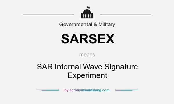 What does SARSEX mean? It stands for SAR Internal Wave Signature Experiment