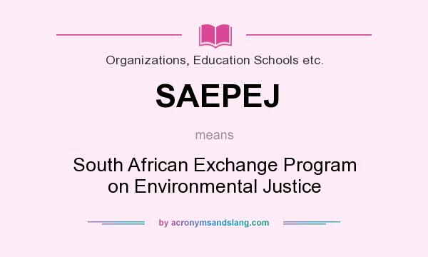 What does SAEPEJ mean? It stands for South African Exchange Program on Environmental Justice