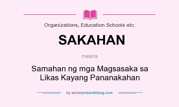 What does SAKAHAN mean? It stands for Samahan ng mga Magsasaka sa Likas Kayang Pananakahan