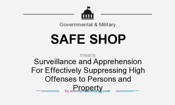 What does SAFE SHOP mean? It stands for Surveillance and Apprehension For Effectively Suppressing High Offenses to Persons and Property