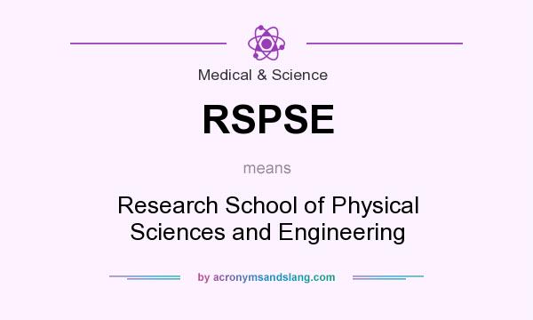 What does RSPSE mean? It stands for Research School of Physical Sciences and Engineering