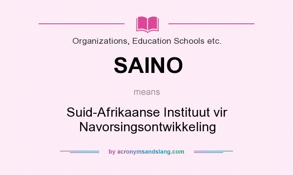 What does SAINO mean? It stands for Suid-Afrikaanse Instituut vir Navorsingsontwikkeling