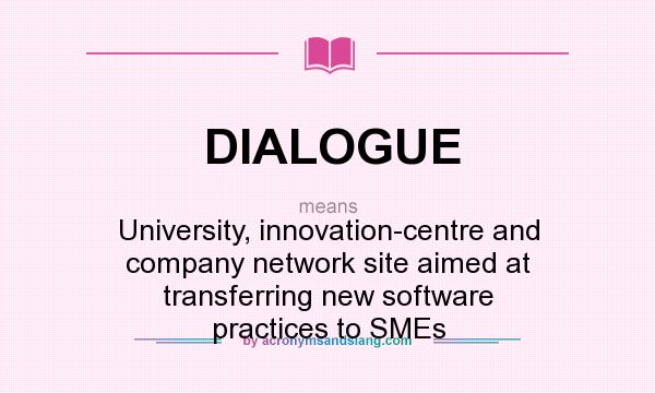 What does DIALOGUE mean? It stands for University, innovation-centre and company network site aimed at transferring new software practices to SMEs