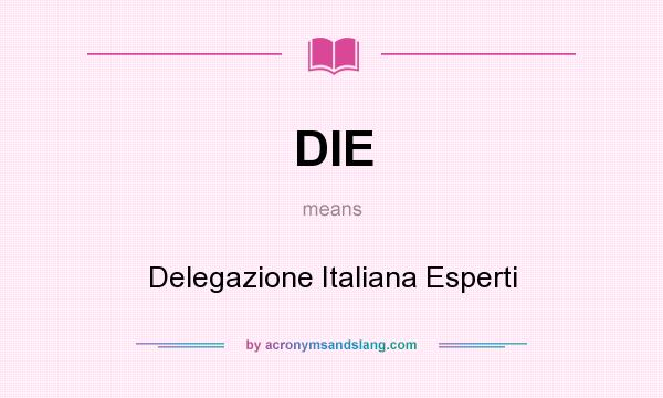 What does DIE mean? It stands for Delegazione Italiana Esperti