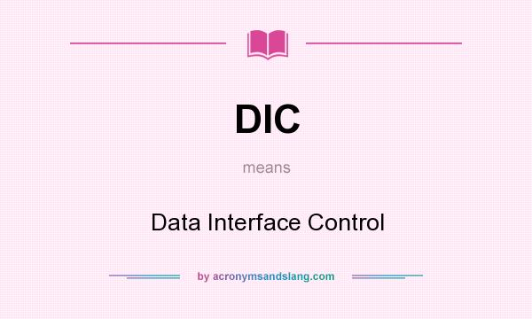 What does DIC mean? It stands for Data Interface Control