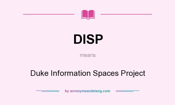 What does DISP mean? It stands for Duke Information Spaces Project
