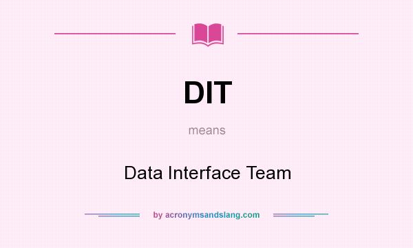 What does DIT mean? It stands for Data Interface Team