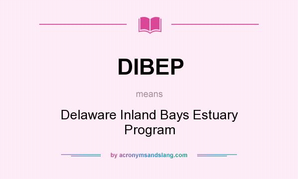 What does DIBEP mean? It stands for Delaware Inland Bays Estuary Program