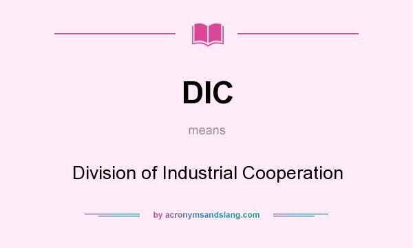 What does DIC mean? It stands for Division of Industrial Cooperation