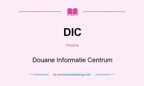 What does DIC mean? It stands for Douane Informatie Centrum