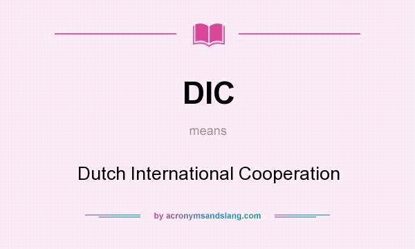 What does DIC mean? It stands for Dutch International Cooperation