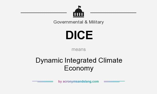 What does DICE mean? It stands for Dynamic Integrated Climate Economy