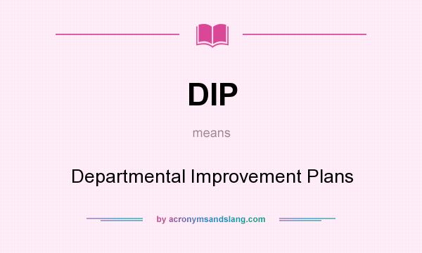 What does DIP mean? It stands for Departmental Improvement Plans