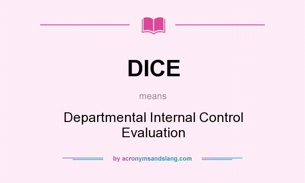 What does DICE mean? It stands for Departmental Internal Control Evaluation
