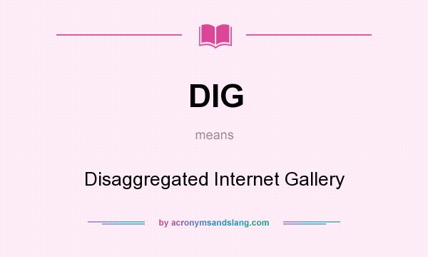 What does DIG mean? It stands for Disaggregated Internet Gallery