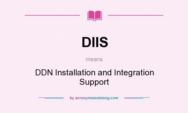 What does DIIS mean? It stands for DDN Installation and Integration Support