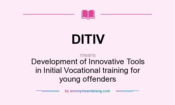 What does DITIV mean? It stands for Development of Innovative Tools in Initial Vocational training for young offenders