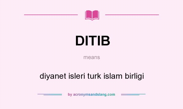 What does DITIB mean? It stands for diyanet isleri turk islam birligi