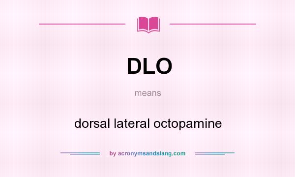 What does DLO mean? It stands for dorsal lateral octopamine