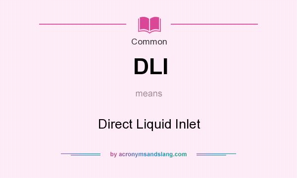 What does DLI mean? It stands for Direct Liquid Inlet