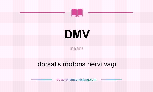 What does DMV mean? It stands for dorsalis motoris nervi vagi