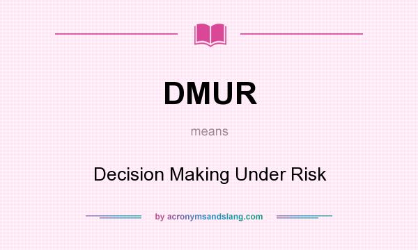What does DMUR mean? It stands for Decision Making Under Risk
