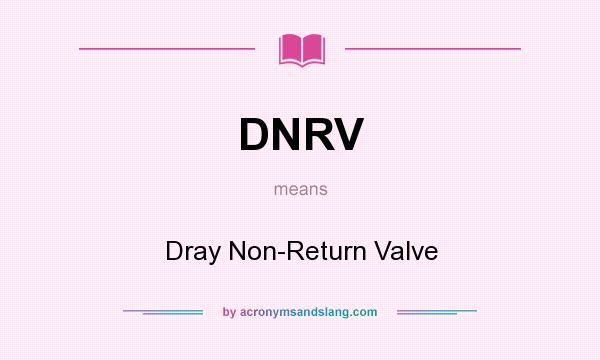 What does DNRV mean? It stands for Dray Non-Return Valve
