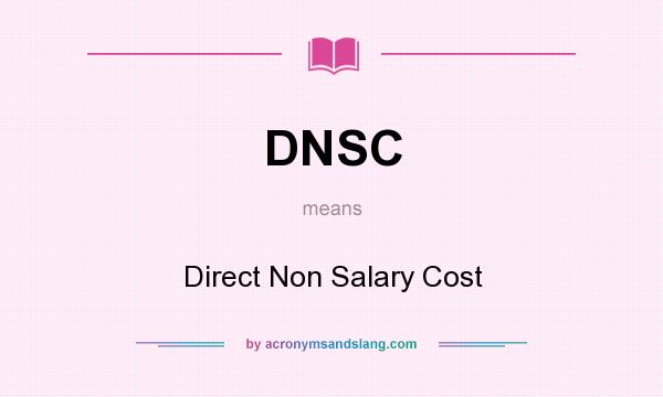 What does DNSC mean? It stands for Direct Non Salary Cost