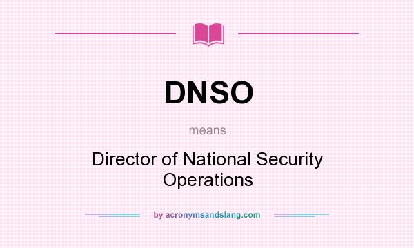 What does DNSO mean? It stands for Director of National Security Operations