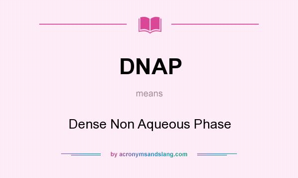 What does DNAP mean? It stands for Dense Non Aqueous Phase
