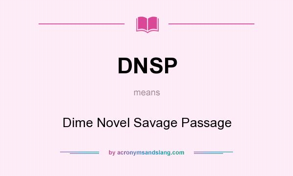 What does DNSP mean? It stands for Dime Novel Savage Passage