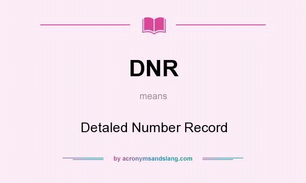 What does DNR mean? It stands for Detaled Number Record