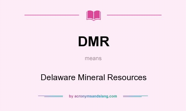 What does DMR mean? It stands for Delaware Mineral Resources