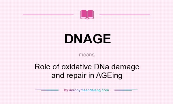 What does DNAGE mean? It stands for Role of oxidative DNa damage and repair in AGEing